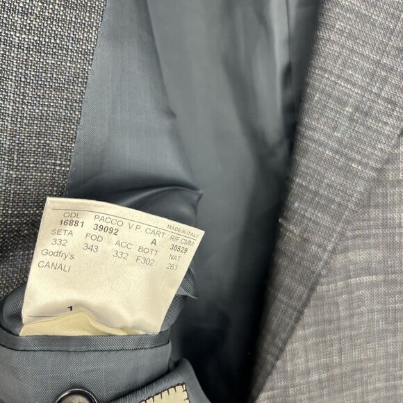 Canali Jacket Size 44L Mens Blue Wool Silk Linen 13290 Two Button Blazer Italy - Picture 7 of 13